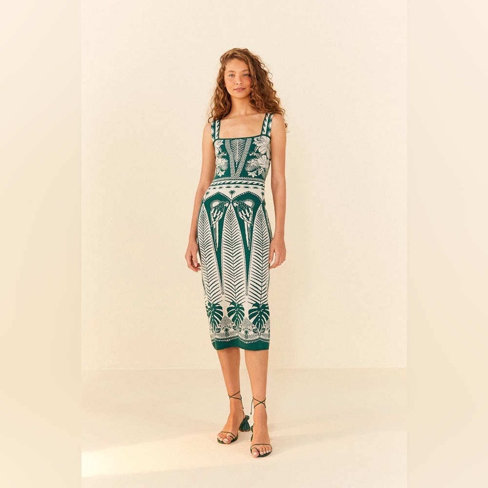 FARM Rio Off-White Macaw Elegance Knit Dress - Picture 1 of 5